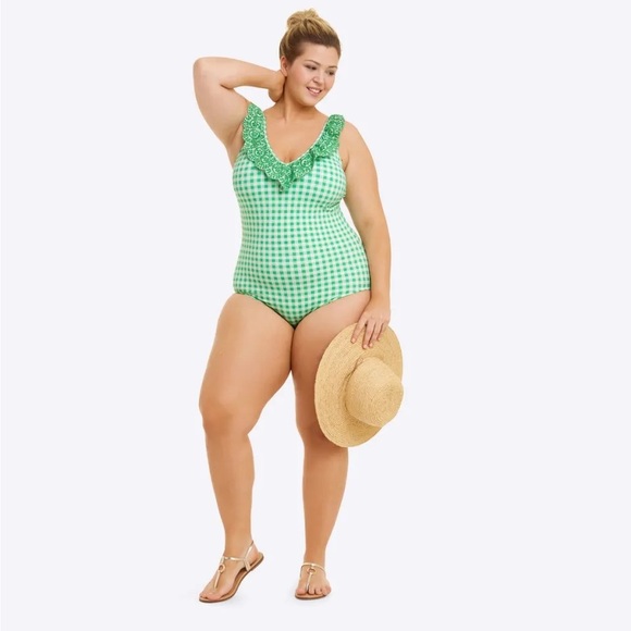 Draper James X Land’s End Ruffle V-neck One Piece Swimsuit Size 12 EUC - Picture 4 of 10